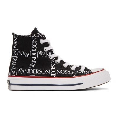Shop Jw Anderson Black Converse Edition Grid Logo Chuck 70 Hi Sneakers