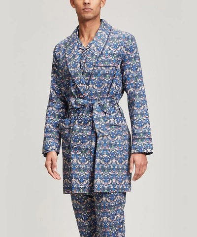 Shop Liberty London Mens Strawberry Thief Tana Lawn Cotton Short Robe In Navy