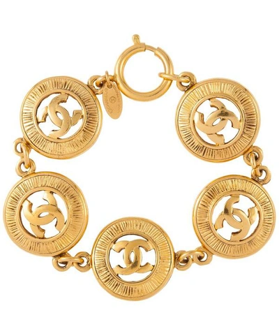 Shop Susan Caplan Gold-tone Chanel Logo Charm Bracelet