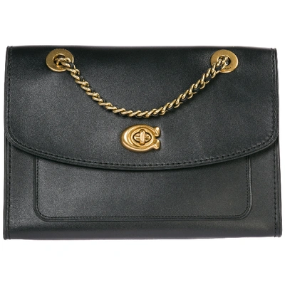 Shop Coach Women's Leather Shoulder Bag Parker In Black