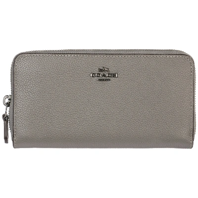 Shop Coach Women's Wallet Leather Coin Case Holder Purse Card Bifold In Grey