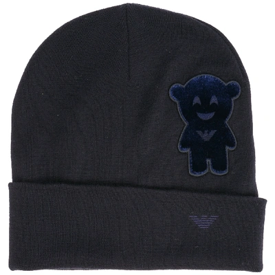 Shop Emporio Armani Men's Wool Beanie Hat In Blue