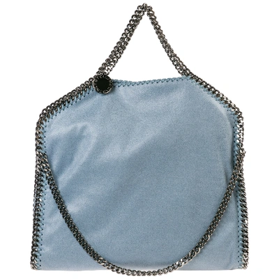 Shop Stella Mccartney Women's Handbag Shopping Bag Purse Tote 3chain Falabella Fold Over Shaggy Deer In Light Blue