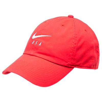 Shop Nike Heritage86 U.s. Soccer Strapback Hat In Red 100% Cotton