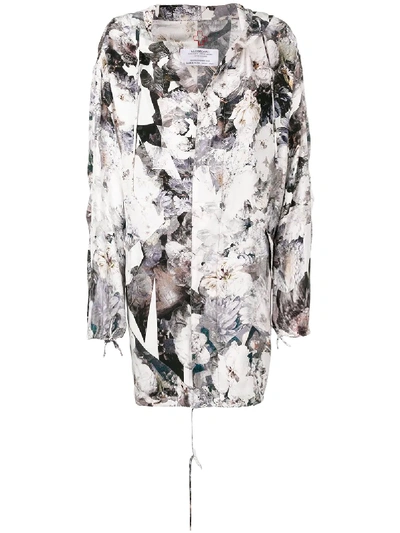 Shop A.f.vandevorst Floral Print Hooded Parka Coat In White