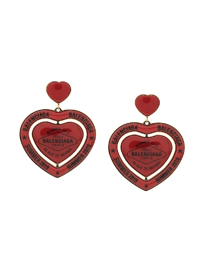 Shop Balenciaga Casino Heart Earrings - Red