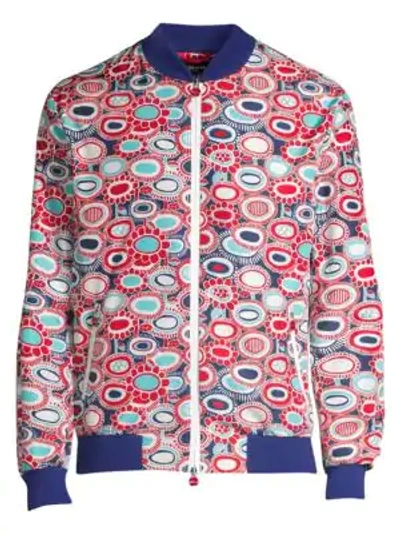 Shop Kiton Printed Bomber Jacket In Red Mult