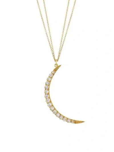 Shop Renee Lewis 18k Yellow Gold & Diamond Crescent Moon Pendant Necklace