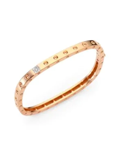 Shop Roberto Coin Women's Pois Moi Diamond & 18k Rose Gold Single-row Bangle Bracelet