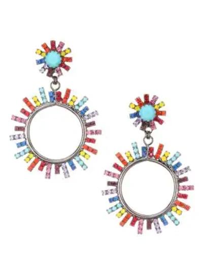 Shop Elizabeth Cole Rays Of Sunshine Everly Swarovski & Austrian Crystal Sundial Stone Drop Earrings In Rainbow