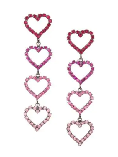 Shop Elizabeth Cole Color Of My Love Mila Swarovski Crystal & Austrian Crystal Heart Shape Drop Earrings In Pink