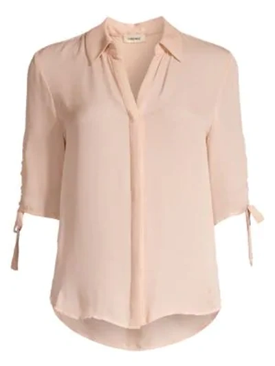 Shop L Agence Isa Shirred Sleeve Silk Blouse In Petal