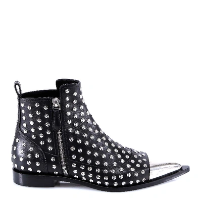 Shop Alexander Mcqueen Studded Ankle Boots In Black