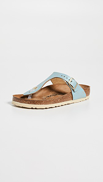 washed metallic aqua birkenstock