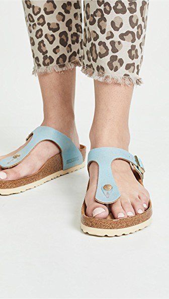 birkenstock washed metallic aqua