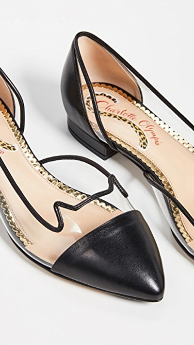 Shop Charlotte Olympia Kitty Pvc Flats In Black