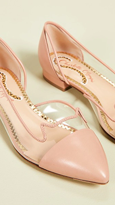 Shop Charlotte Olympia Kitty Pvc Flats In Dusky Pink
