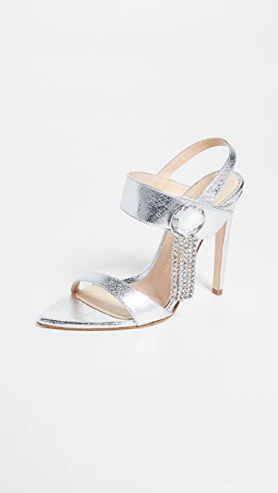 Shop Chloe Gosselin 110mm Tori Sandals In Silver
