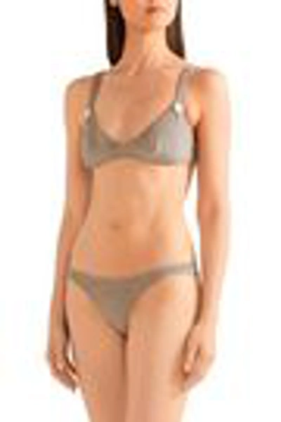 Shop Lisa Marie Fernandez Woman New Button Cotton-blend Terry Bikini Taupe