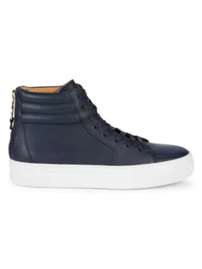 Shop Buscemi Lace-up Leather High-top Sneakers In Navy White