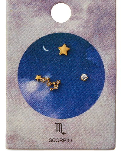 Shop Tai Zodiac Constellation Stud Earrings W/ Cubic Zirconia In Scorpio