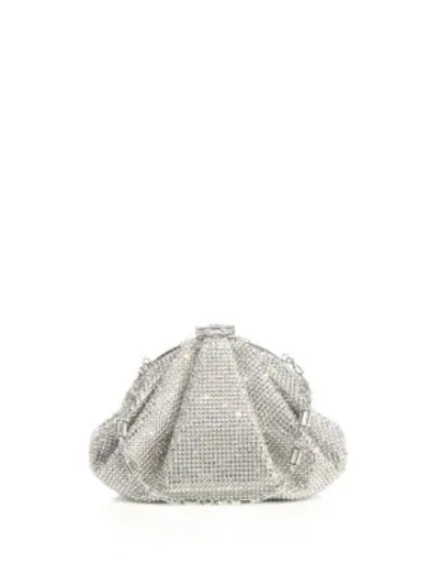 Shop Judith Leiber Enchanted Crystal & Satin Clutch In Silver