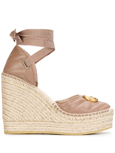 Shop Gucci Leather Platform Espadrilles In Pink