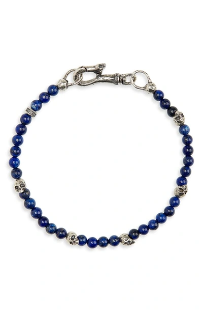 Shop John Varvatos Skull Bead Bracelet In Blue