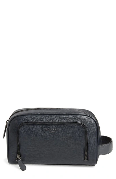 Shop Ted Baker Leather Travel Kit In Navy