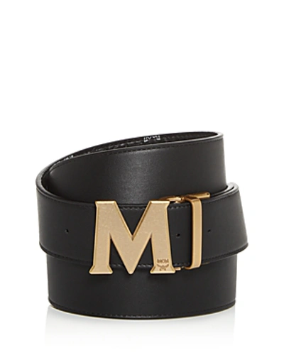 Shop Mcm Men's Claus M Reversible Leather Belt In Black/gold