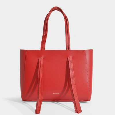 Shop Mansur Gavriel Fringe Bag In Red Calfskin