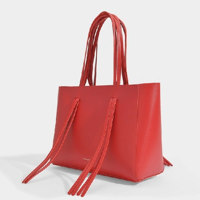 Shop Mansur Gavriel Fringe Bag In Red Calfskin