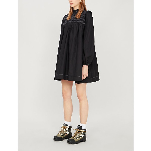 ganni poplin mini dress