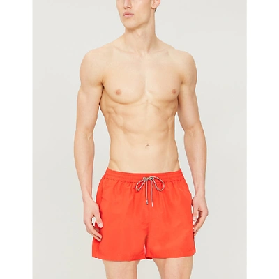 Shop Paul Smith Solid Drawstring Swim Shorts In Red