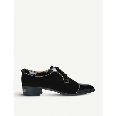 Shop Gucci Thune Velvet And Patent Leather Brogues In Black