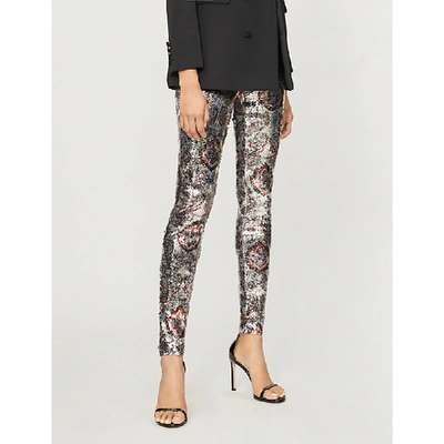 Shop Isabel Marant Odizo Skinny Sequin-embellished Trousers In Multicolour