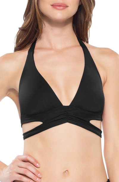 Shop Becca Color Code Split Strap Bikini Top In Black