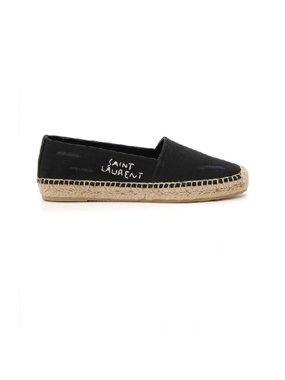 Shop Saint Laurent Logo Espadrilles In Black