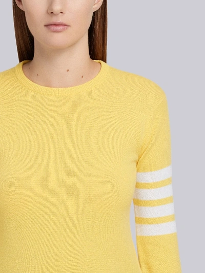 Shop Thom Browne Classic 4-bar Cashmere Pullover In Yellow