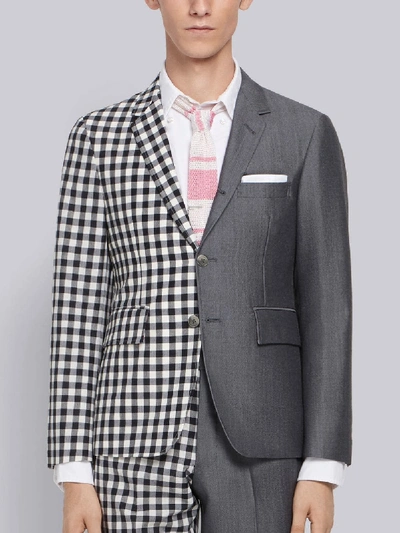 Shop Thom Browne Classic Fun-mix Gingham Sport Coat In Blue