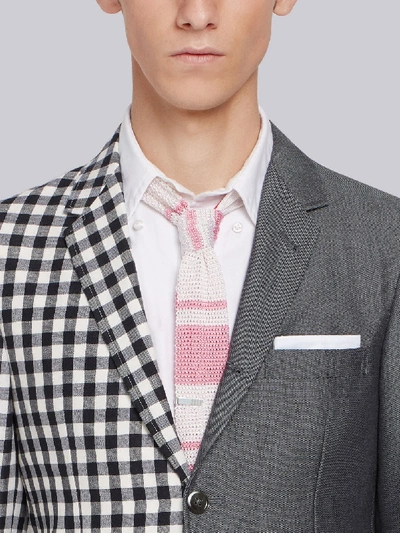 Shop Thom Browne Classic Fun-mix Gingham Sport Coat In Blue