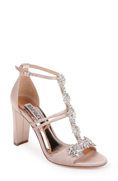 Shop Badgley Mischka Laney Sandal In Nude Satin