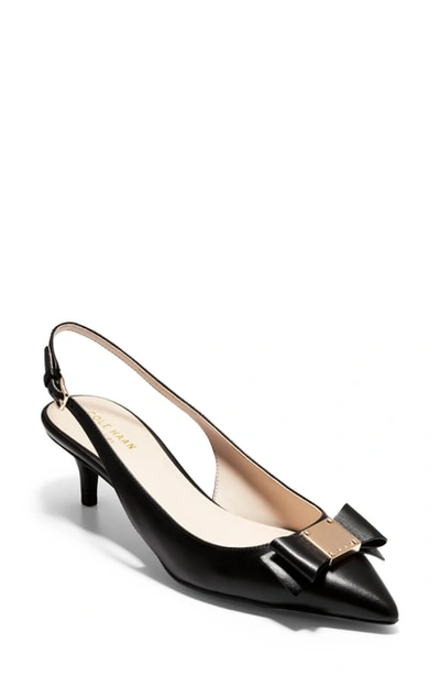 Shop Cole Haan Tali Bow Slingback Pump In Black Leather
