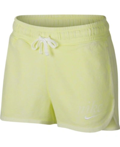 Shop Nike Sportswear Cotton Washed Shorts In Luminous Green
