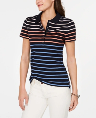 Tommy Hilfiger Tabby Striped Polo Top In Sky Captain Multi | ModeSens