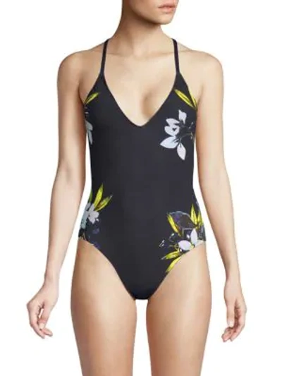 Shop La Blanca Swim Floral-print One-piece Swimsuit In Black