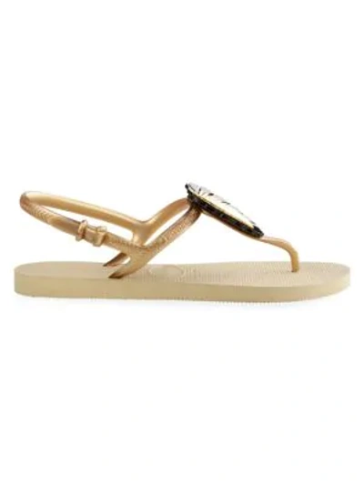 Shop Havaianas Freedom Metal Pin Sandals In Sand Grey