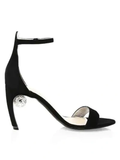 Shop Nicholas Kirkwood Maeva Mirror Ball Suede Sandals In Black