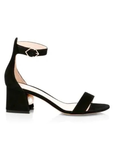 Shop Nicholas Kirkwood Miri Faux Pearl Suede Sandals In Black