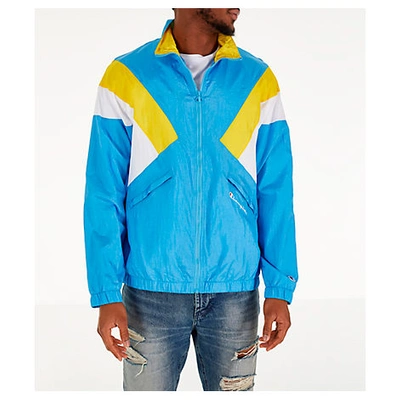 Shop Champion Men's Nylon Colorblock Track Jacket In Blue